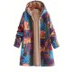 Cozy Plus Size Hooded Coat with Floral Design – Womens Soft Fleece Outerwear for Fall & Winter