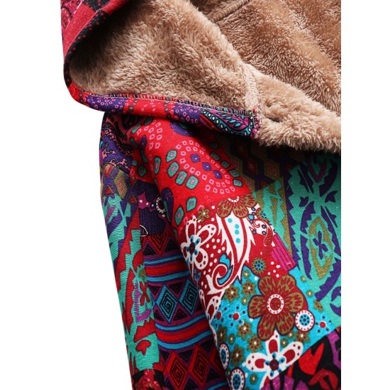 Cozy Plus Size Hooded Coat with Floral Design – Womens Soft Fleece Outerwear for Fall & Winter