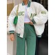 Winter Letter Embroidered Baseball Jacket For Women