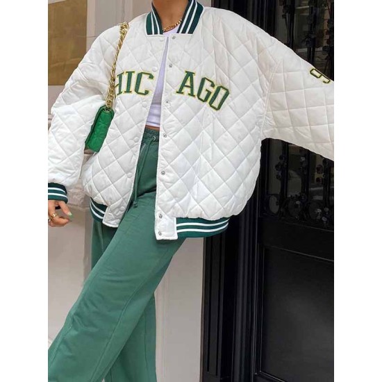 Winter Letter Embroidered Baseball Jacket For Women