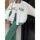 Winter Letter Embroidered Baseball Jacket For Women