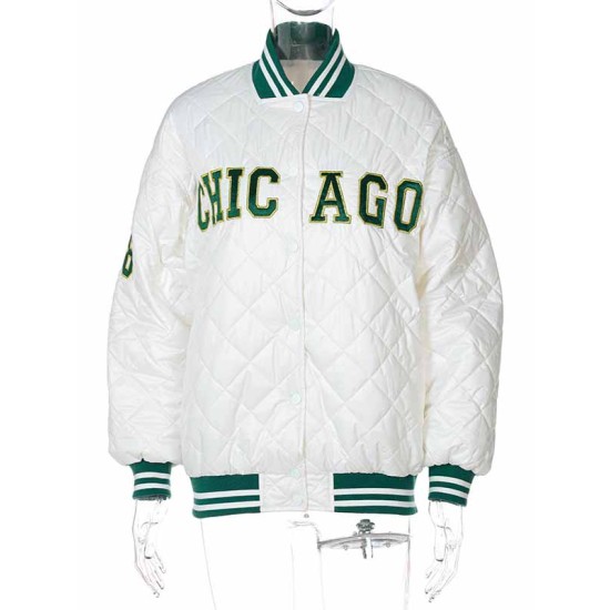 Winter Letter Embroidered Baseball Jacket For Women