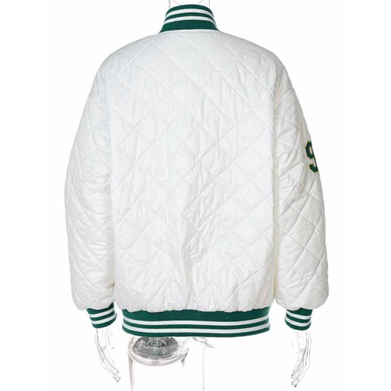 Winter Letter Embroidered Baseball Jacket For Women