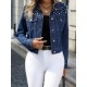 Faux Pearl Decor Button Up Washed Blue Long Sleeve Elegant Denim Jacket, Women Denim Jeans & Clothing – Mallcopilot fashion women's clothings and shoes outlet factory store