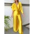 Jumpsuit High Waist Solid Color V Neck Elegant Party Cocktail Party Regular Fit Short Sleeve White Yellow Pink S M L Spring