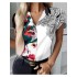 Casual Women’s Printed Short Sleeve Lapel Blouse