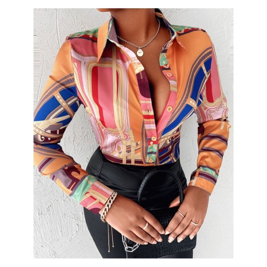 Casual Fashion Printed Long Sleeve Blouses