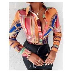 Casual Fashion Printed Long Sleeve Blouses