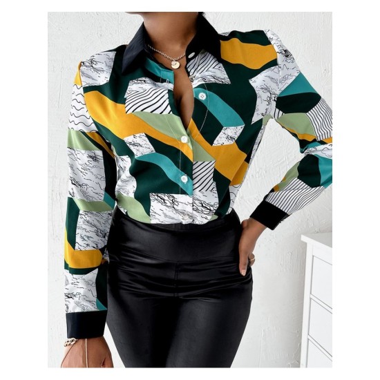 Casual Fashion Printed Long Sleeve Blouses