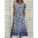 Casual Dress Floral Dress Summer Dress Floral Ditsy Floral Pocket Print Crew Neck Midi Dress Fashion Streetwear Outdoor Daily Short Sleeve Loose Fit Navy Blue Royal Blue Blue Summer Spring S