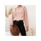 Pure Color Stringy Selvedge Long Sleeve Blouses