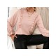 Pure Color Stringy Selvedge Long Sleeve Blouses