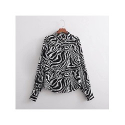 Zebra Stripes Long Sleeve Street Ladies Blouse