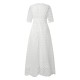 Lace Dress Cutout Eyelet Pure Color Casual Dress Swing Dress Long Dress Maxi Dress White Half Sleeve Fall Spring V Neck Weekend 2023 S M L XL 2XL 3XL