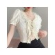 Ladies Tie Wrap Puff Sleeve Tops