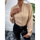 Fall V Neck Ladies Solid Long Sleeve Blouse