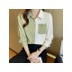 Fashion Casual Contrast Color Pocket Women’s Shirt Top