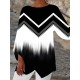 Shirt Blouse Black White Blue Graphic Abstract Asymmetric Print Long Sleeve Casual Basic Round Neck Long S