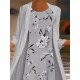 Dress Set Two Piece Dress Chiffon Dress Midi Dress Gray 3/4 Length Sleeve Floral Chiffon Summer Spring Crew Neck Stylish Loose Fit 2023 S M L XL XXL