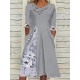 Plus Size Casual Dress Floral V Neck Print 3 4 Length Sleeve Spring Fall Casual Midi Dress Casual Daily Dress