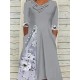 Plus Size Casual Dress Floral V Neck Print 3 4 Length Sleeve Spring Fall Casual Midi Dress Casual Daily Dress