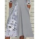 Plus Size Casual Dress Floral V Neck Print 3 4 Length Sleeve Spring Fall Casual Midi Dress Casual Daily Dress