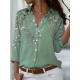 Shirt Blouse Blue Purple Green Floral Button Print Long Sleeve Casual Holiday Basic Shirt Collar Regular Floral S