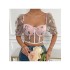 Sexy See-through Flower Embroidered Patchwork Top