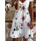 Casual Dress Floral Dress Midi Dress White Short Sleeve Floral Print Spring Summer V Neck Basic Daily Weekend Summer Dress 2023 S M L XL XXL 3XL