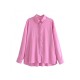 Pure Color Long Sleeve Satin Loose Ladies Blouse