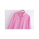 Pure Color Long Sleeve Satin Loose Ladies Blouse