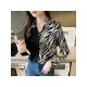 2022 Leopard Patchwork Long Sleeve Blouse