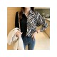 2022 Leopard Patchwork Long Sleeve Blouse