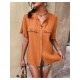 Casual Lacework Pure Color Ladies Blouses