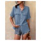 Casual Lacework Pure Color Ladies Blouses