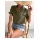 Casual Lacework Pure Color Ladies Blouses