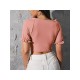 Fashion Pure Color Square Neck Versatile Short Top