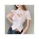 Sexy Women Hollow Out Short Sleeve Cropped Blouse