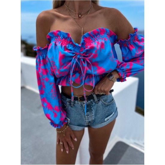 Women Sexy Ruffles Short Sleeve Cropped Tops