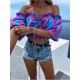 Women Sexy Ruffles Short Sleeve Cropped Tops