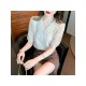 Ladies Solid Doll Collar Puff Sleeve Blouse