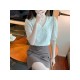 Ladies Solid Doll Collar Puff Sleeve Blouse