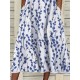 Casual Dress Midi Dress Blue Half Sleeve Print Ruched Spring Summer Crew Neck Casual 2023 S M L XL XXL 3XL