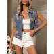 Elegant Women Sleeveless Denim Vest Jacket – Classic Jean Waistcoat with Button Closure for Casual Outfit – Mallcopilot fashion women's clothings and shoes outlet factory store