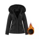 Cozy Winter Windbreaker Jacket for Women – Soft Removable Faux Fur Trim Hood, Water-Resistant Zipper Front, Spacious Pockets, and Comfortable Fit for Cold Weather Outdoor Activities