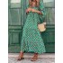 Casual Dress Swing Dress Long Dress Maxi Dress Wine Blue Dark Green 3/4 Length Sleeve Floral Print Summer Spring Fall V Neck Fashion Vacation Fall Dress Summer Dress Regular Fit 2023 S M L XL