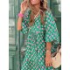 Casual Dress Swing Dress Long Dress Maxi Dress Wine Blue Dark Green 3/4 Length Sleeve Floral Print Summer Spring Fall V Neck Fashion Vacation Fall Dress Summer Dress Regular Fit 2023 S M L XL