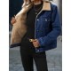 Long Sleeve Thick Button Up Elegant Style Denim Coat for Winter – Women Plush Line Denim Jeans Clothing – Mallcopilot fashion women's clothings and shoes outlet factory store