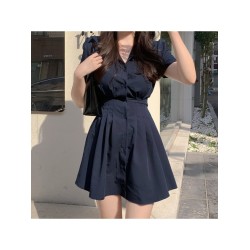 Retro Short Sleeve A Line Shirt Dress