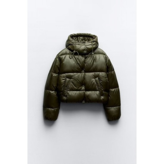 Solid Color Hooded Fitted Down Coats